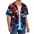 thumbnail image 2 of Xecao Red And Blue Lightning Men's Casual Short-sleeved Shirt, a button-up collared shirt with a pocket-3X-Large, 2 of 5