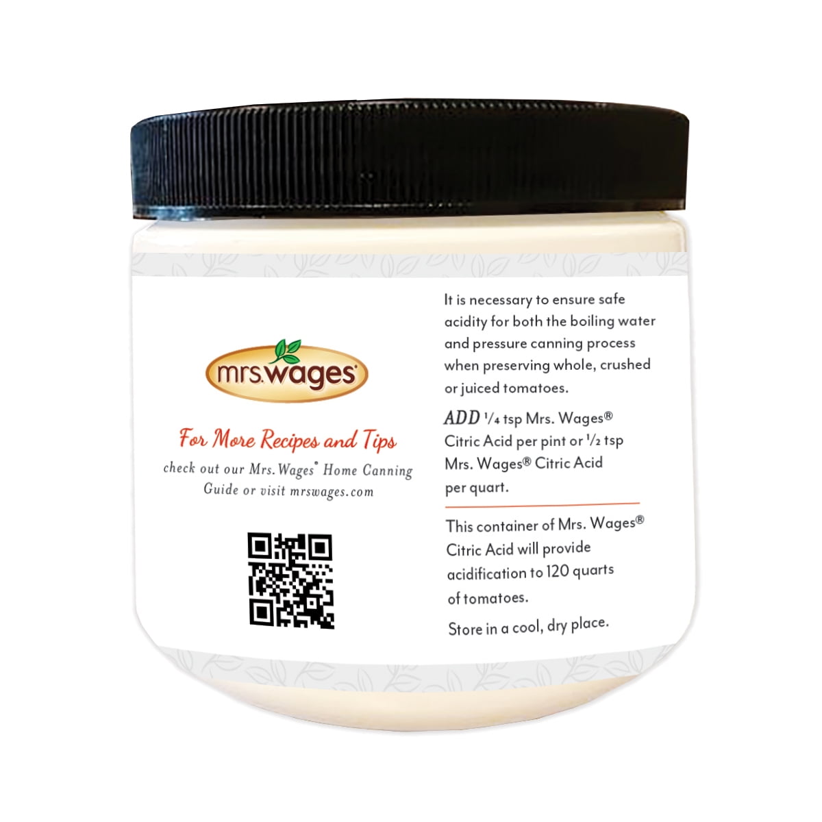 Mrs. Wages Citric Acid 12 oz Canister, Bulk Canning Supplies for Home Canned Tomato Sauce, Salsa and Jam