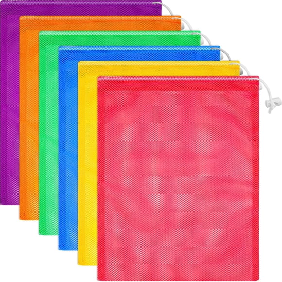 Bolsas Frienda de malla para almacenamiento, 6 piezas, 28 x 38 cm, nailon, con cordón
