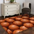 thumbnail image 3 of Basketball Runner Rug 2.7x5 FT, Non Slip Entryway Carpet, Sports Brown Basketball Washable Soft Floor Carpet Entrance Mat Non-Shedding Throw Rug for Hallway Laundry Room Bedside, 3 of 9