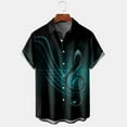 thumbnail image 3 of Fsqjgq Beach Shirts for Men Gradient Music Print Hawaiian Shirt Summer Short Sleeve Casual Button down Shirts Green M, 3 of 5