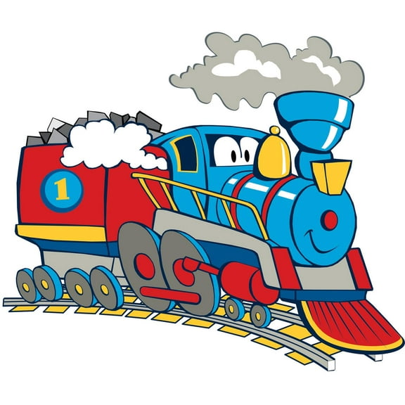 School Daycare Classroom Kids Boy Girl Train Balloons Colorful Design Picture Art Mural Custom Wall Decal Vinyl Sticker 30 Inches X 35 Inches