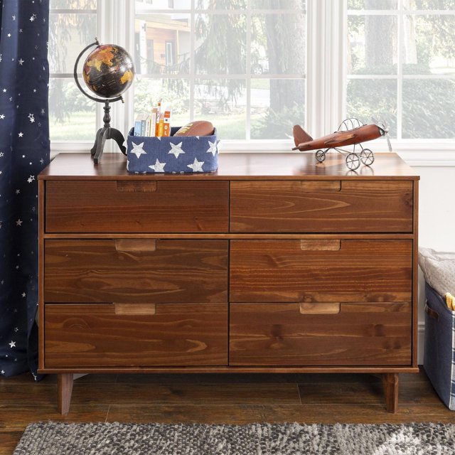 Manor Park Commode moderne à 6 tiroirs en bois style milieu du siècle - Plusieurs couleurs possible