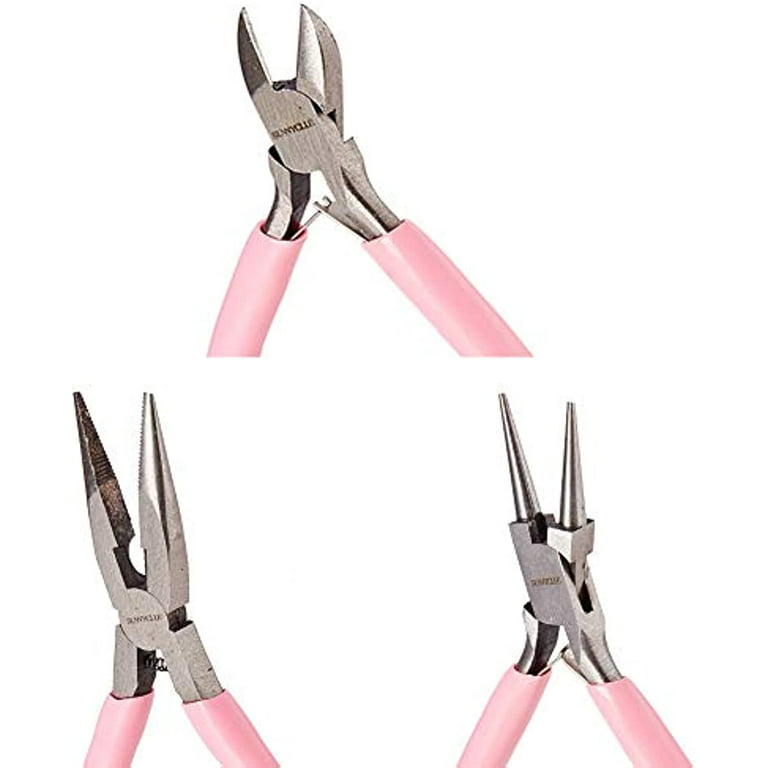 3pcs Jewelry Pliers Tool Set Professional Precision Pliers for DIY Jewelry Making - Side Cutting Pliers Long Chain Nose Pliers with Cutter Round Nose