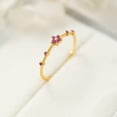 thumbnail image 5 of Dainty Ruby Red 3A CZ Flower Gold Birthstone Ring, 5 of 5