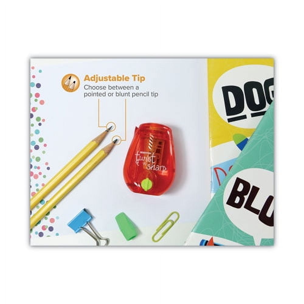 Twist-N-Sharp Pencil Sharpener, One-Hole, 3.5 X 1.25 X 5.5, Randomly Assorted Colors, 6/pack | Bundle of 2 Packs