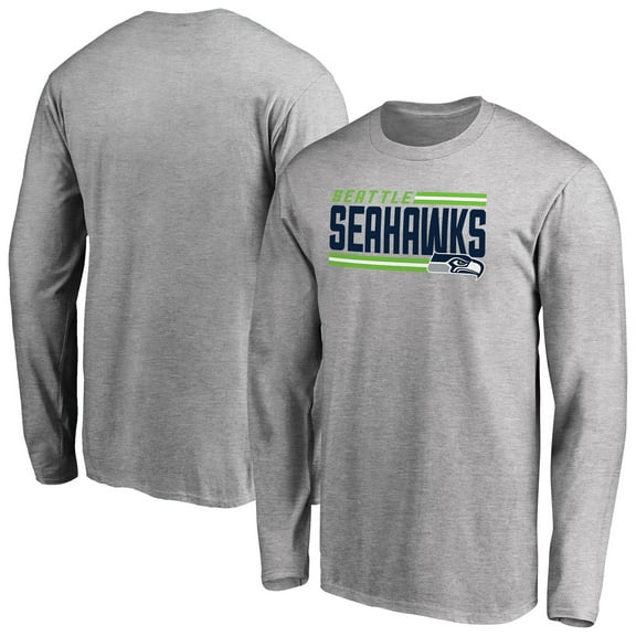 Men's Ash Seattle Seahawks Iconic Collection On Side Stripe Long Sleeve T-Shirt