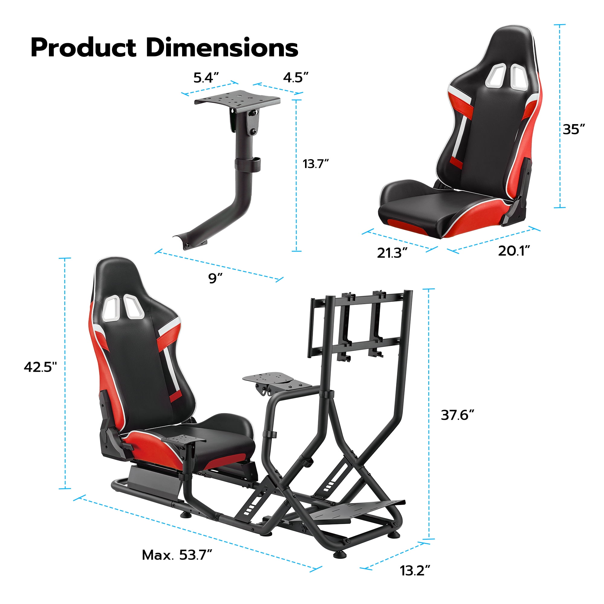 ARES WING Racing Simulator Cockpit with Seat and Monitor Mount, Adjustable Sim Racing Cockpit Compatible with Logitech, Thrustmaster, Fanatec, Moza, for PS5, PS4, Xbox and PC, Red