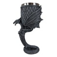 thumbnail image 4 of Archaic Gray Stone Dragon Atlas Bearing Globe Of Scales Wine Goblet Chalice Cup, 4 of 8