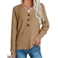 thumbnail image 2 of Seyurigaoka Women Casual Loose Style Sweater, Solid Color Long Sleeve V-neck Knitwear, 2 of 4