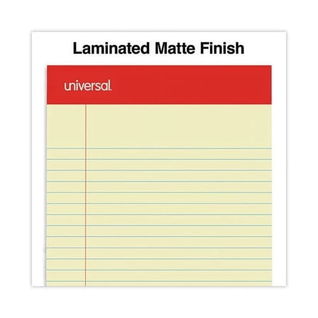 Universal Perforated Ruled Writing Pads, Narrow Rule, Red Headband, 50 Canary-Yellow 5 X 8 Sheets, Dozen | Order of 1 Dozen