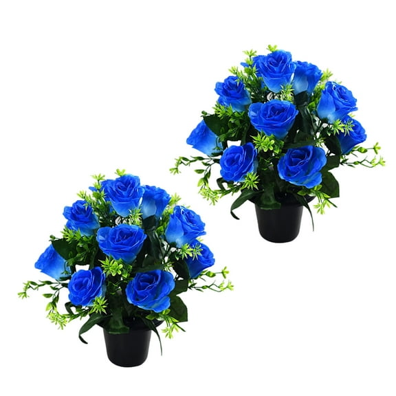 2pcs Long Time Artificial Roses Cemetery Flowers for Grave and Home Display