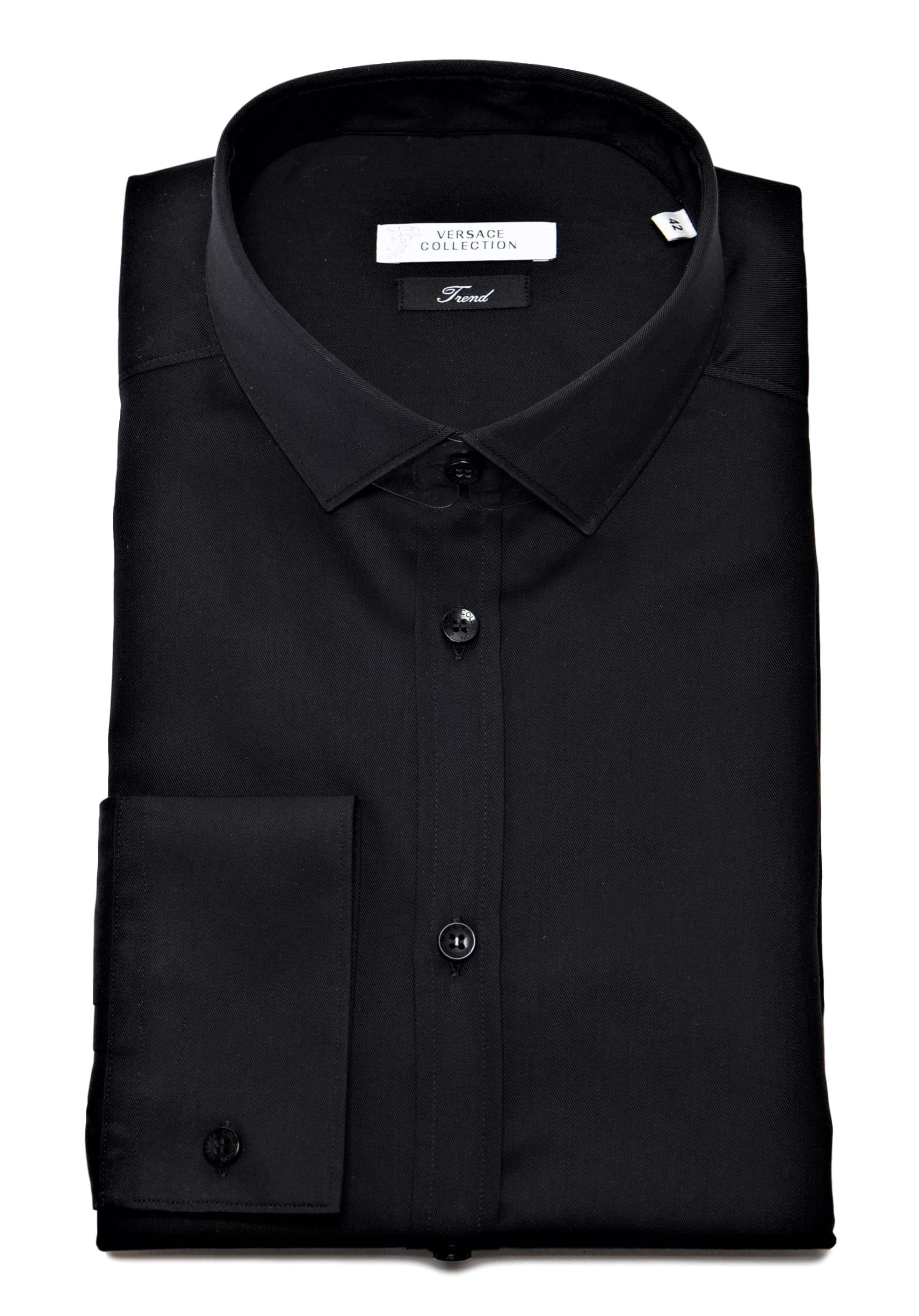 Versace - Versace Collection Trend Mens Cotton Dress Shirt Black IT42 ...