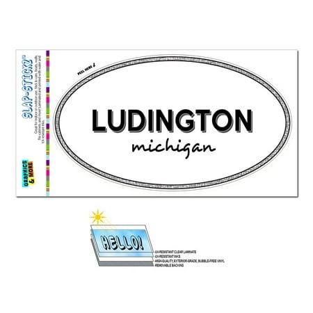 Ludington, MI - Michigan - Black and White - City State - Oval Laminated