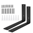 thumbnail image 2 of Soportes para estantes de almacenamiento en forma de L, soporte para colgar en la pared de hierro de metal rústico con tornillos, 24,5x4x15 cm 2 uds. Eigraketly HA002234-02B, 2 of 7