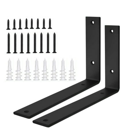 

2Pcs L-shaped Storage Shelf Brackets Rustic Metal Iron Wall Hanging Support Stand with Screws 29.5x4x15cm