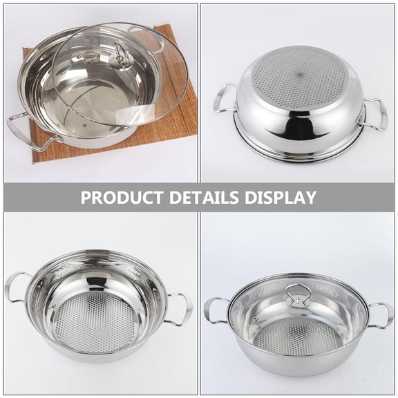 OUNONA 1Pc Portable Stainless Steel Hot Pot Pan Fast Heat Conduction for Gatherings