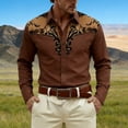 thumbnail image 2 of CONZONE Mens Buttons Down Shirts Short Sleeve Shirts for Men Trendy Western Cowboy Graphic Lapel Soft Lightweight Tops, 2 of 4