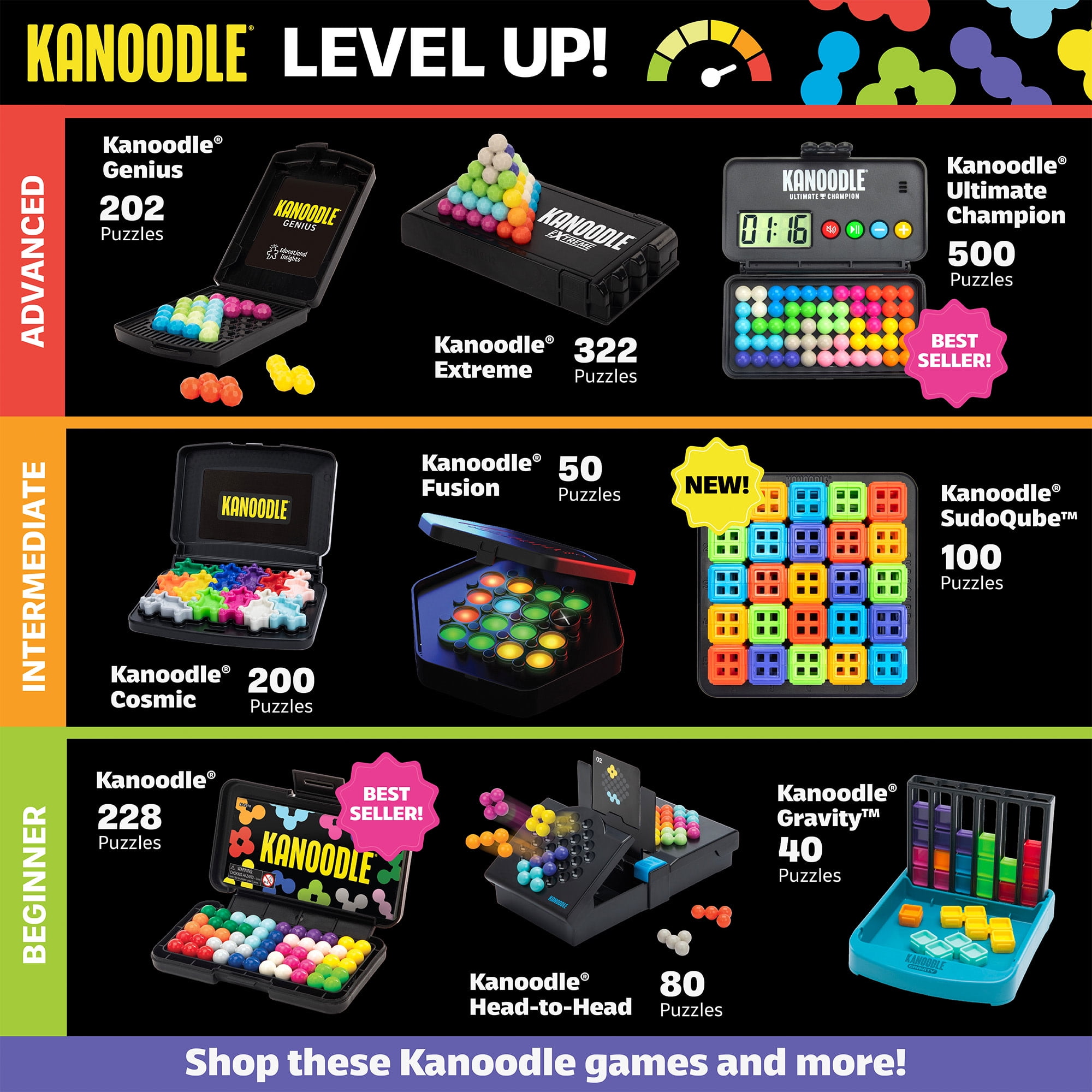 Educational Insights Kanoodle Shape Escape, Brain Teaser Games for All Ages 7+