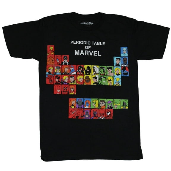 Marvel Comics Mens T-Shirt - Periodic Table Of Marvel Comics Charter Boxes (Small)