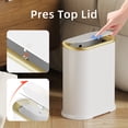 thumbnail image 4 of KSSKSS 2.1 Gallon / 8L Slim Bathroom Trash Can, Press Top Lid with Removable Inner Bucket, Compact Garbage Can for Bathroom, Bedroom– White, 4 of 8
