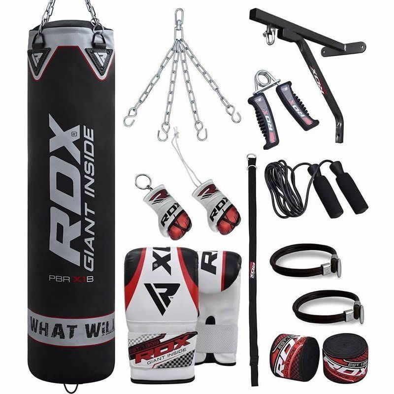 PUNCHING BAG w// 2 PAIRS OF BOXING GLOVES MMA Training Sparring Canvas Heavy Duty