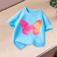 thumbnail image 5 of Piuwrlz 4-6 Girls Shirts Tops Girl Short T Shirts Sleeve Crew Neck Kids Graphic T-Shirts Light Blue Size 4-6 Years, 5 of 7