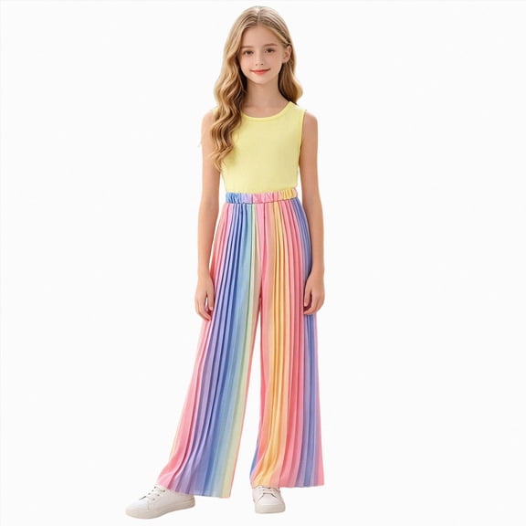 Kogui Kid Clothes Girl Kid Girl Clothes Ruffle Sleeve Top Pants Summer Outfit Set Size 8-9 (Yellow,8-9 Years)
