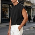 thumbnail image 5 of Men's Solid Color Sleeveless Tank Top, Crewneck Loose Fit Undershirt, Breathable Cotton Vest for Casual Summer Wear, 5 of 9