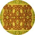 thumbnail image 1 of Ahgly Company Machine Washable Indoor Round Oriental Yellow Traditional Area Rugs, 7' Round, 1 of 4