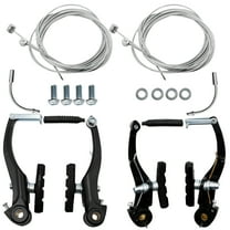 Anxingo 2 Pairs V Bike Brake Set, Complete Mountain Bicycle Brake Kit with Brake Cables, End Caps, and Ferrules - Black