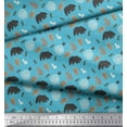 thumbnail image 2 of Soimoi Blue Japan Crepe Satin Fabric Wild Life Animal Printed Fabric 1 Yard 42 Inch Wide, 2 of 3