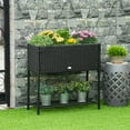 thumbnail image 2 of Outsunny Elevated Rattan Raised Garden Bed with Tool Storage Shelf, 2 of 9