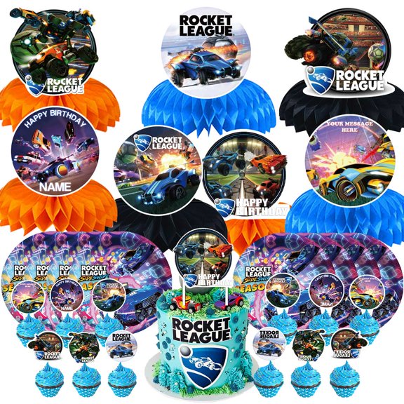 Rocket League Party Supplies Decor Plates Fans Decorations Honeycomb Centerpieces Cake Toppers