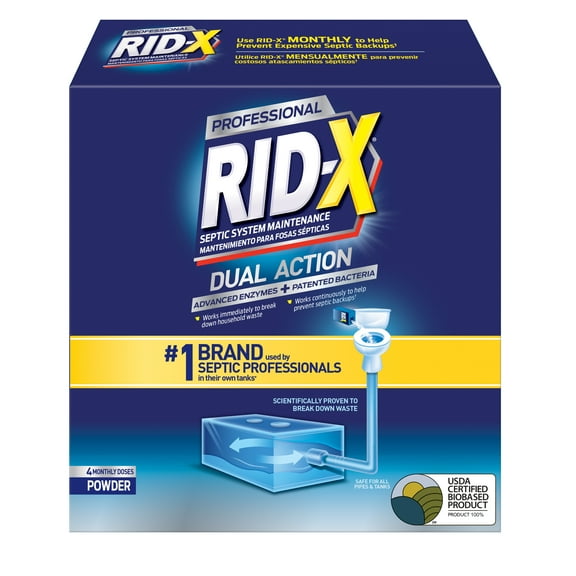 Rid-X Professional Septic Tank Treatment Cleaning Powder, 4 Month Supply, 39.2oz