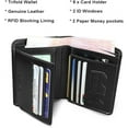 thumbnail image 2 of RFID Blocking Trifold Genuine Leather Wallets for Men, Vintage Short Multi Function Credit Card Holder,Money Clips with 2 ID Windows Give Gifts to Men (Black), 2 of 5