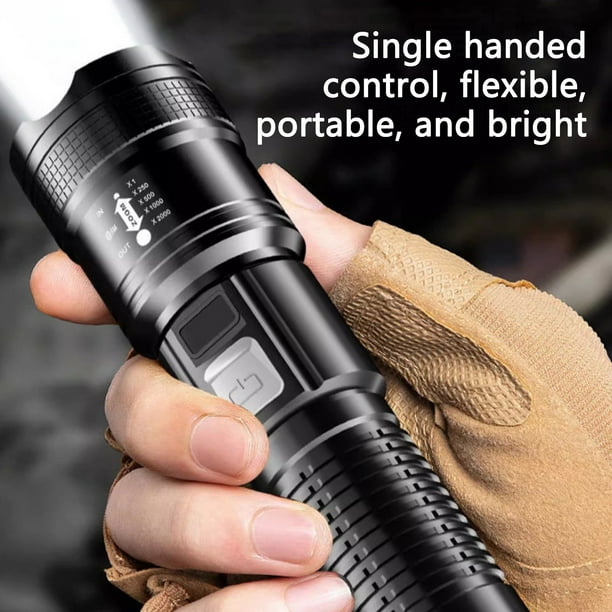 LED Lampe Torche 4X LED, USB Rechargeable, Extérieur Urgence Camping Lanterne