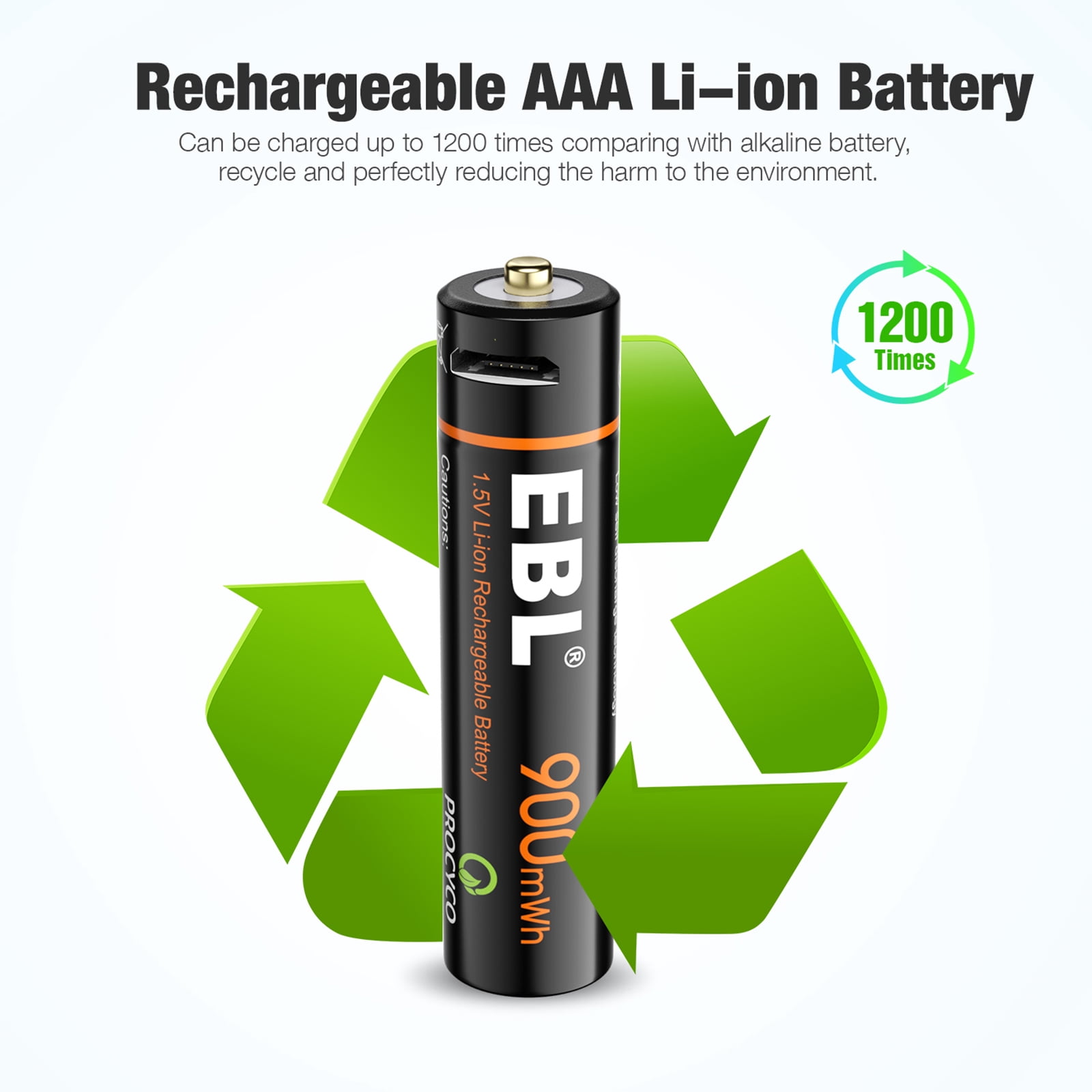 EBL Rechargeable AAA Batteries (8 Pack), 1.5V USB Rechargeable Lithium Triple a Batteries