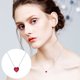 thumbnail image 2 of Chapado en Plata Collar Circular Femenino Cadena Rojo Corazón de Cristal Clavícula Collares y Colgantes, 2 of 8