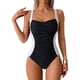 thumbnail image 1 of Traje de Baño de Color Sólido de las Mujeres, Doble Correa Delgada Plisada una Pieza para la Playa Y la Piscina, Traje de Baño de Verano Sexy con Cobertura Completa, 1 of 9