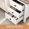 thumbnail image 5 of Nightstand Set of 2, bedside table with charging station, White farmhouse 3 drawer nightstand Rustic night stand end tables for bedroom Living Room, 5 of 12