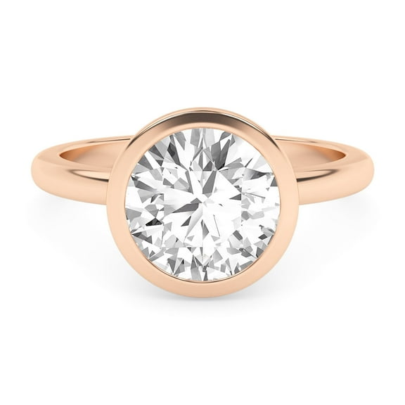 IGI Certified 2.00 Carat (ctw) Bezel Set Solitaire Engagement Rings For Women, Round Lab Grown Diamond Promise Ring For Her In 18k Rose Gold | F-G, VS-SI Quality (2 Ctw) Ring Size-8.5
