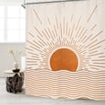 thumbnail image 2 of Abstract Sun Shower Curtain Set 72Wx72H Inches Modern Minimalist Mid Century Aesthetic Mustard Yellow Sunburst Sunrise Simple Polyester Waterproof Cloth Bathroom Curtain with 12 Hooks, 2 of 4