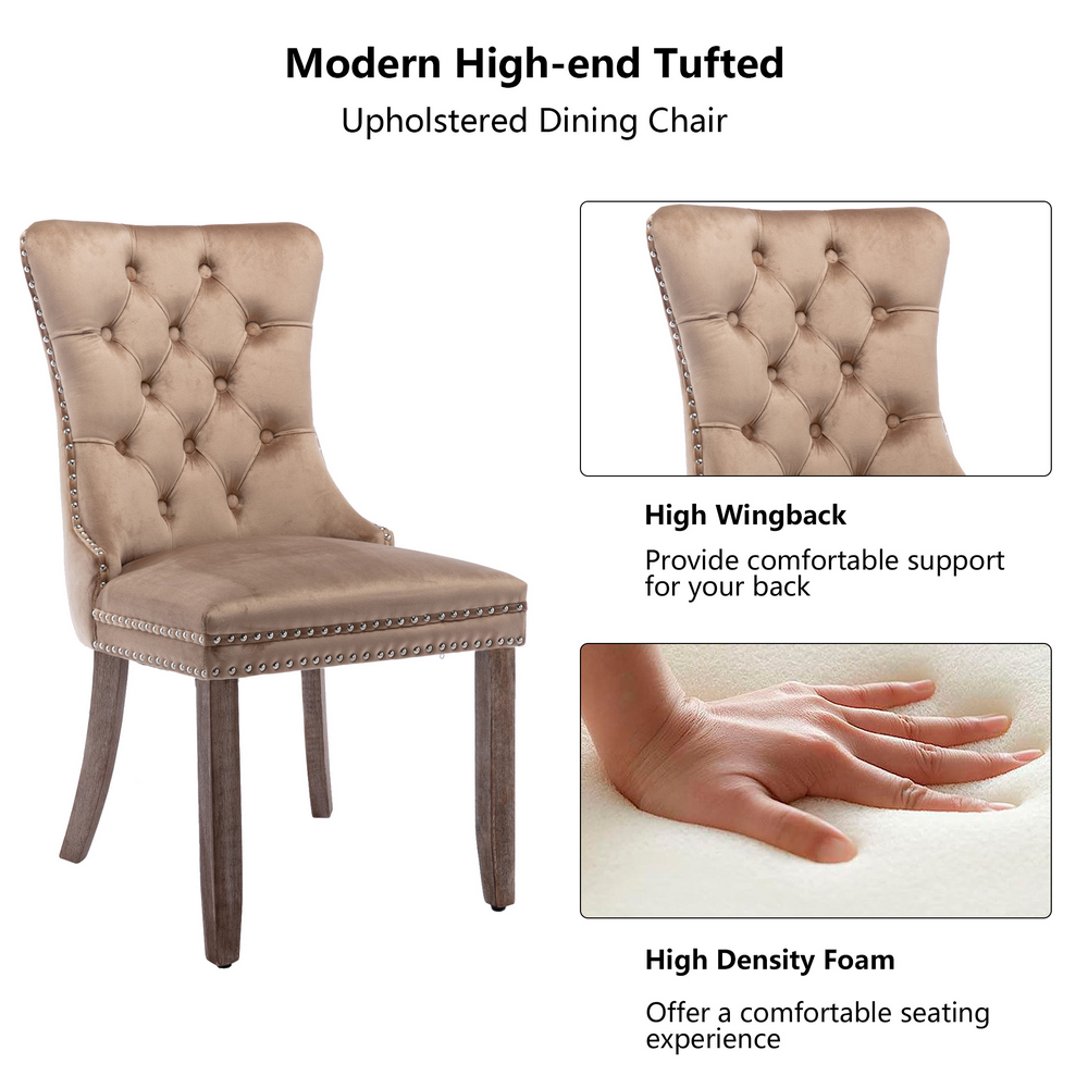 thumbnail image 3 of Bocarali Modern Upholstered Dining Chairs Set of 2, Velvet Kitchen Dining Room Chairs with Nailhead Trim for for Living Room, Bedroom, 3 of 6