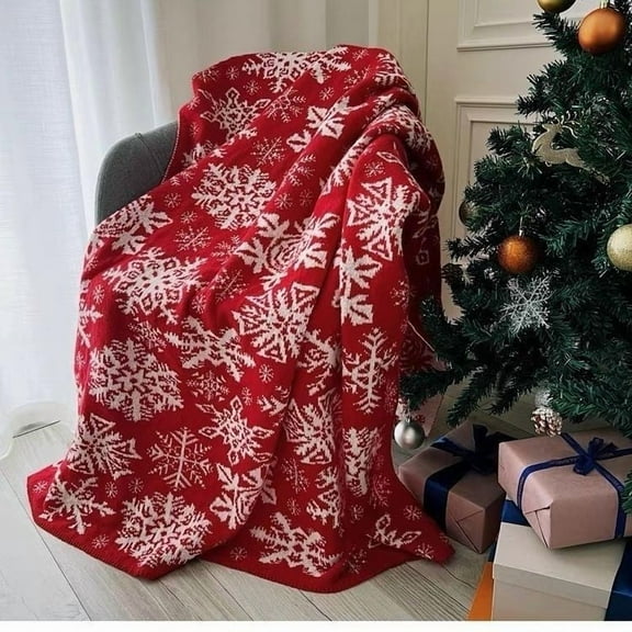 Cozy Knitted Christmas Blanket Extra Thick Warm Winter Throw for Couch Sofa Bed, Festive Holiday Decorations Ideal Gift for Family Friends Home Decor