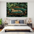 thumbnail image 2 of Mudket Wild Leopard on Teal Velvet Sofa Framed Canvas Wall Art, Tropical Jungle Cheetah Print Wall Art for Women Living Room, Home Office, Bedroom Decor, Ready to Hang-20"L x 16"W, 2 of 10