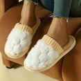 thumbnail image 6 of Viluyesy Womens Scuff Slippers Braided Fuzzy Plush Corduroy Trim Closed Toe Non Slip Warm Indoor House Slides White Size 4-5, 6 of 7