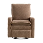 Soho Baby Coventry Upholstered Glider Recliner Rocking Chair 360° Swivel for Nursery and Living Room – Boucle Teddy Brown