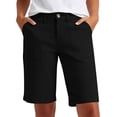 thumbnail image 2 of Shorts for Women Bermuda Knee Length Long Hiking Shorts with Pockets Elastic Waist for Summer Casual Trendy Outfits Summer Pants For Women, 2 of 7