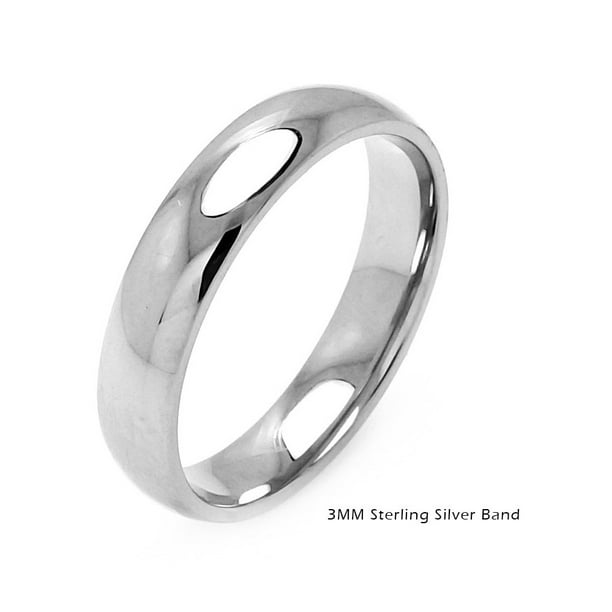 All in Stock High Polished Sterling Silver 3MM Plain Wedding Band